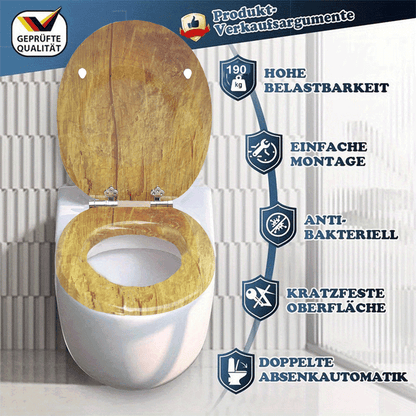 SINOBATH MDF-Holzkern, WC-Sitz Toilettensitz mit Absenkautomatik, Softclose-Scharnier（H042)