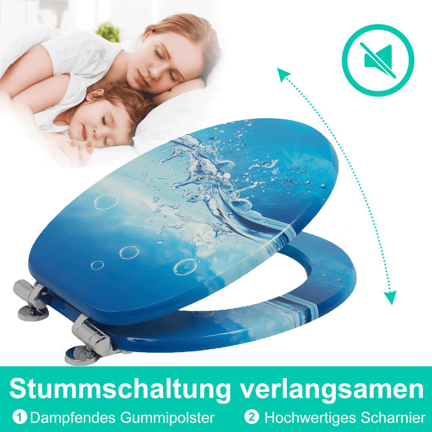 SINOBATH MDF-Holzkern, WC-Sitz Toilettensitz mit Absenkautomatik, Softclose-Scharnier£¨H051£©