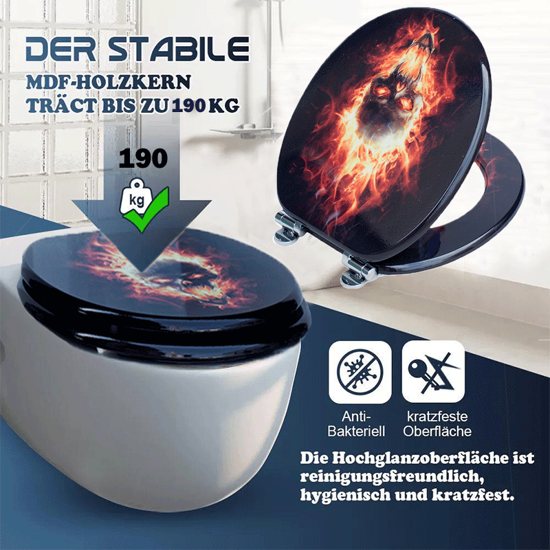 SINOBATH MDF-Holzkern, WC-Sitz Toilettensitz mit Absenkautomatik, Softclose-Scharnier(H143)