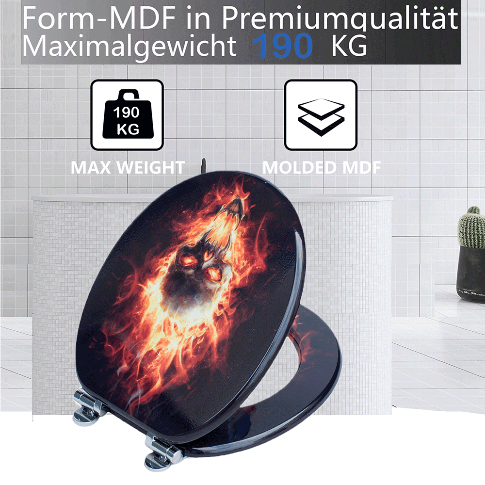 SINOBATH MDF-Holzkern, WC-Sitz Toilettensitz mit Absenkautomatik, Softclose-Scharnier(H143)