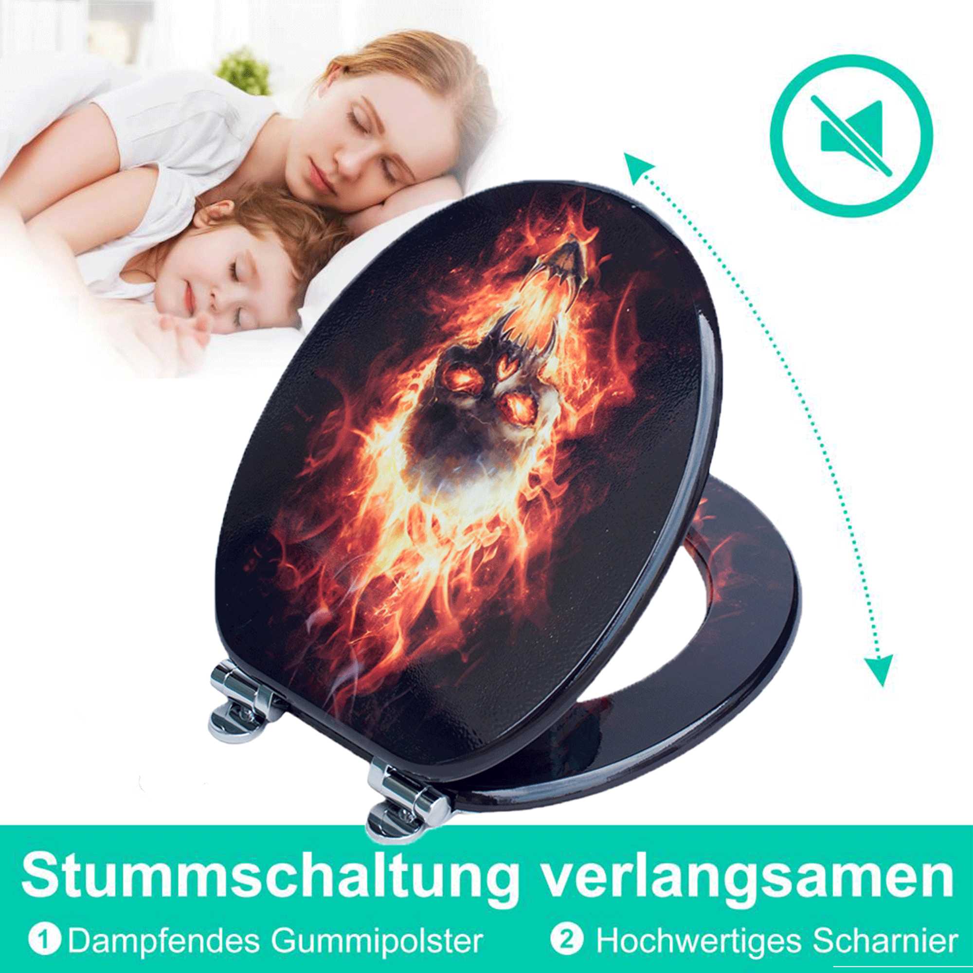 SINOBATH MDF-Holzkern, WC-Sitz Toilettensitz mit Absenkautomatik, Softclose-Scharnier(H143)