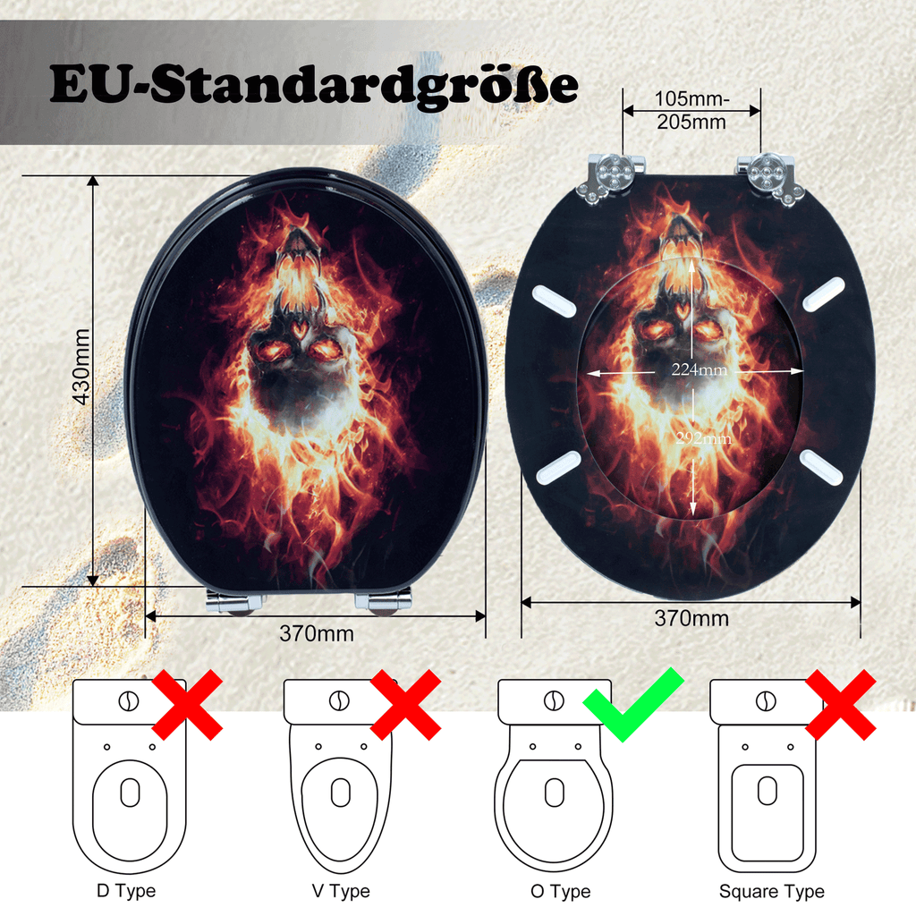 SINOBATH MDF-Holzkern, WC-Sitz Toilettensitz mit Absenkautomatik, Softclose-Scharnier(H143)