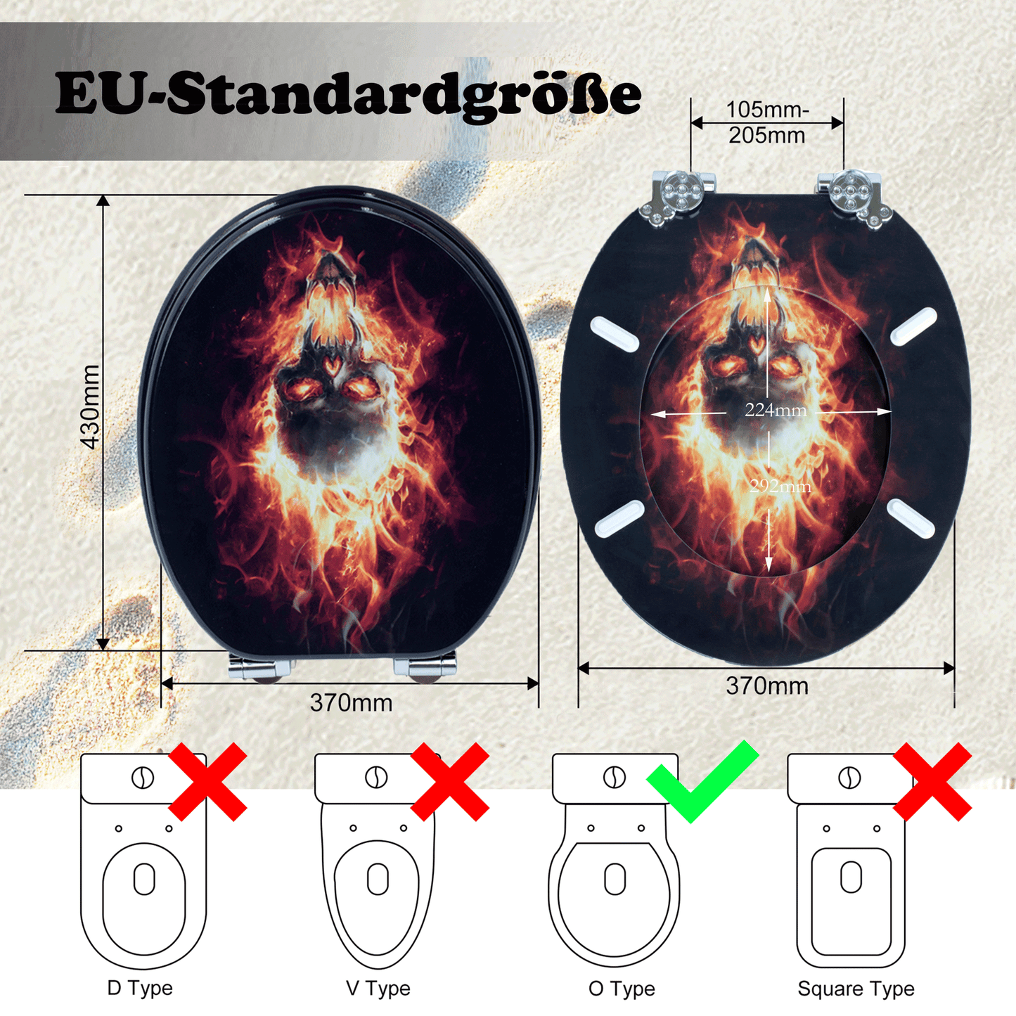 SINOBATH MDF-Holzkern, WC-Sitz Toilettensitz mit Absenkautomatik, Softclose-Scharnier(H143)