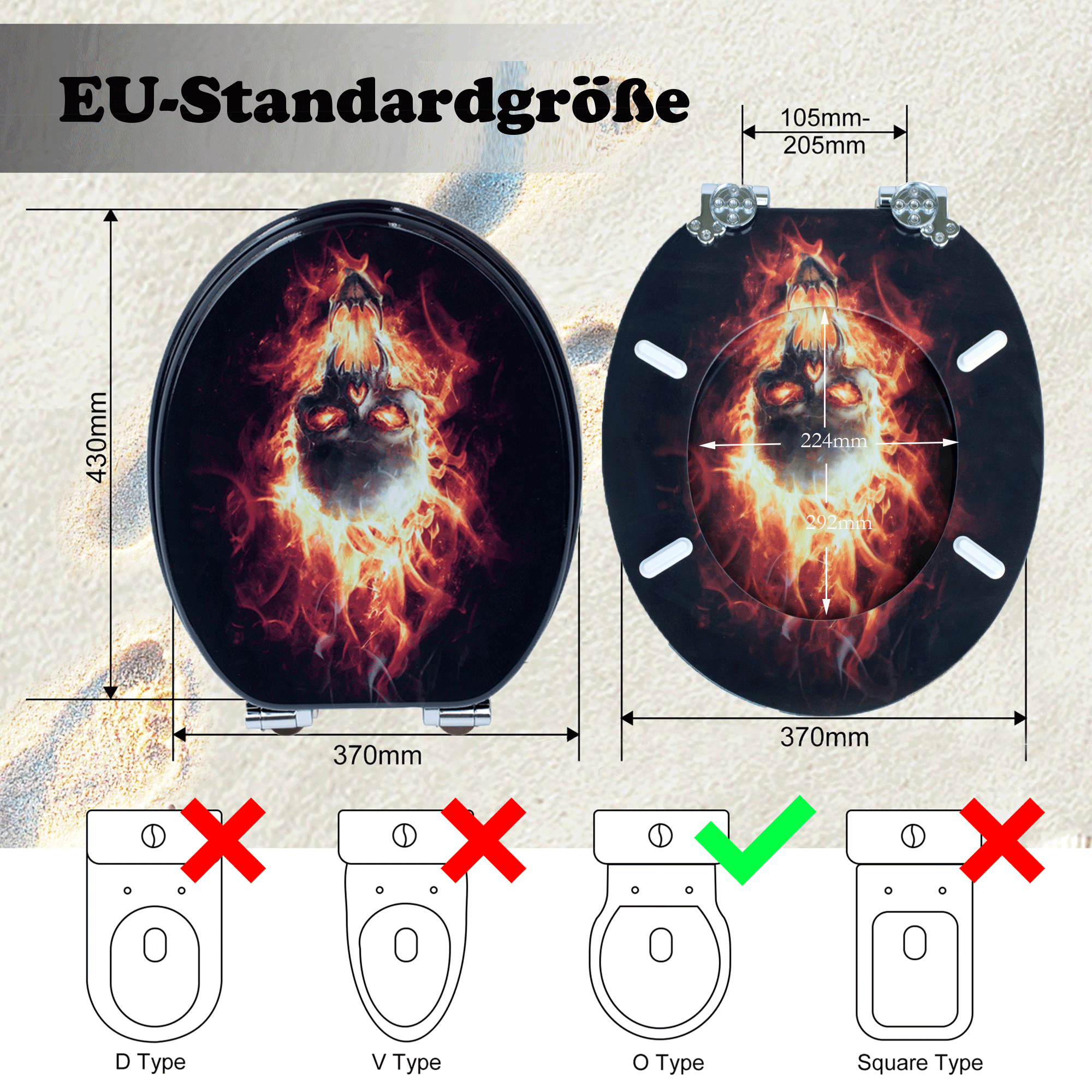 SINOBATH MDF-Holzkern, WC-Sitz Toilettensitz mit Absenkautomatik, Softclose-Scharnier(H143)