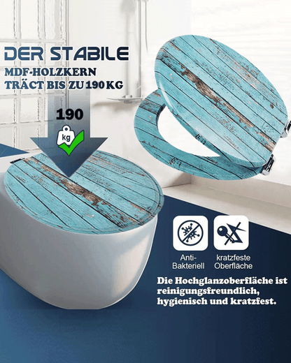 SINOBATH(H144)wc sitz mit absenkautomatik softclose Grüne Holzblöcke,Toilettendeckel (Holzblöcke)