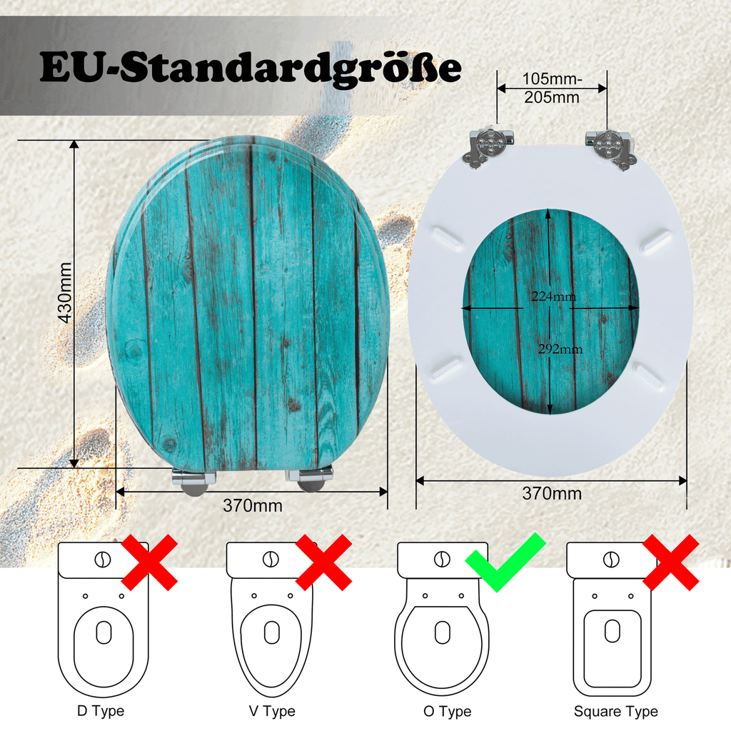 SINOBATH MDF-Holzkern, WC-Sitz Toilettensitz mit Absenkautomatik, Softclose-Scharnier(H144C)