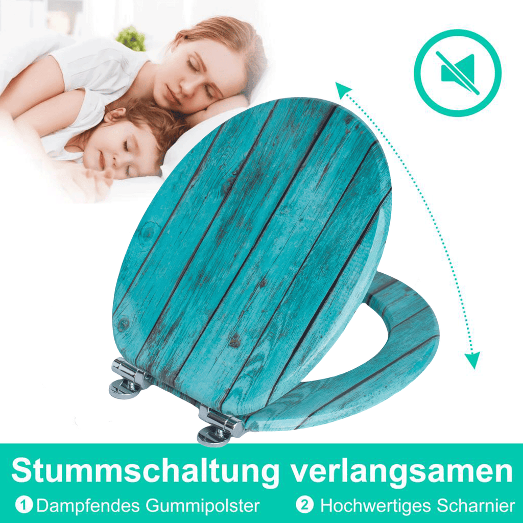 SINOBATH MDF-Holzkern, WC-Sitz Toilettensitz mit Absenkautomatik, Softclose-Scharnier(H144C)