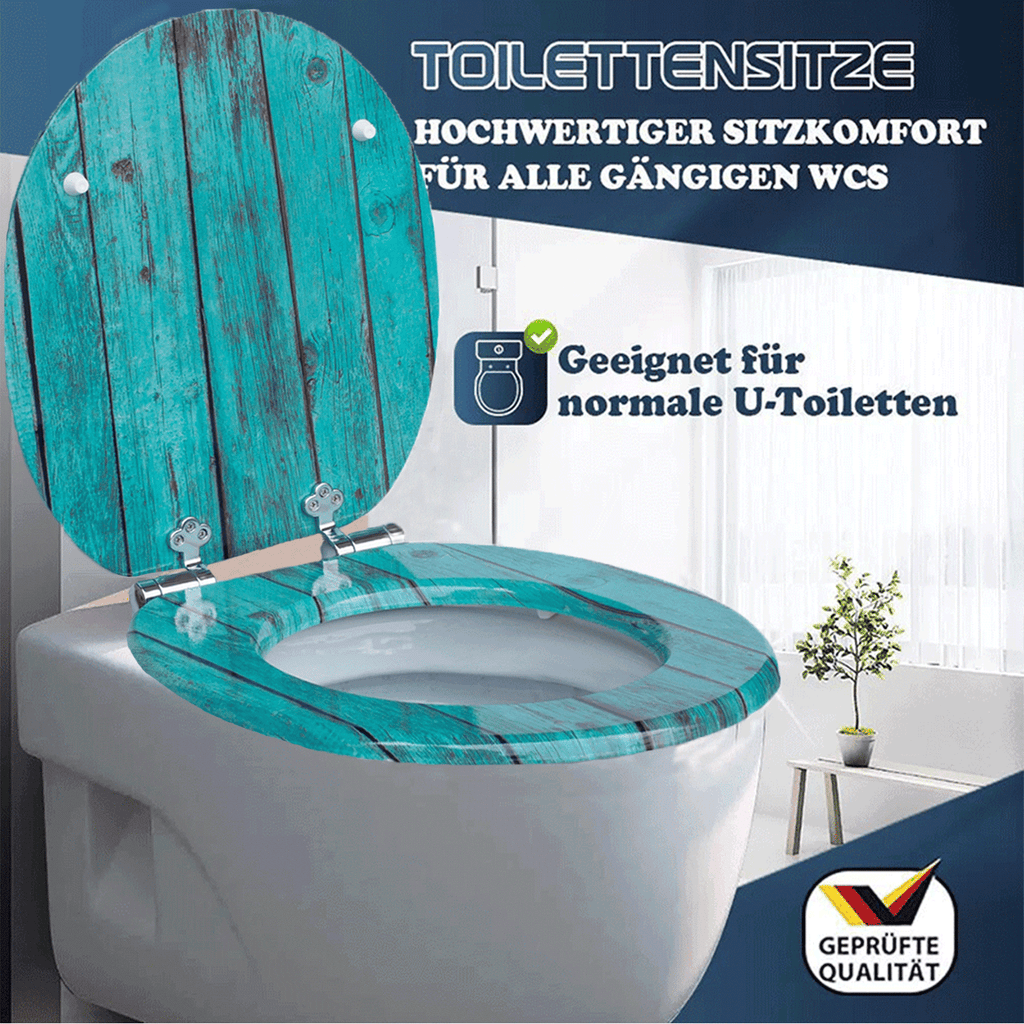 SINOBATH MDF-Holzkern, WC-Sitz Toilettensitz mit Absenkautomatik, Softclose-Scharnier(H144C)