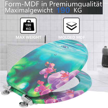 SINOBATH MDF-Holzkern, WC-Sitz Toilettensitz mit Absenkautomatik, Softclose-Scharnier£¨H148£©