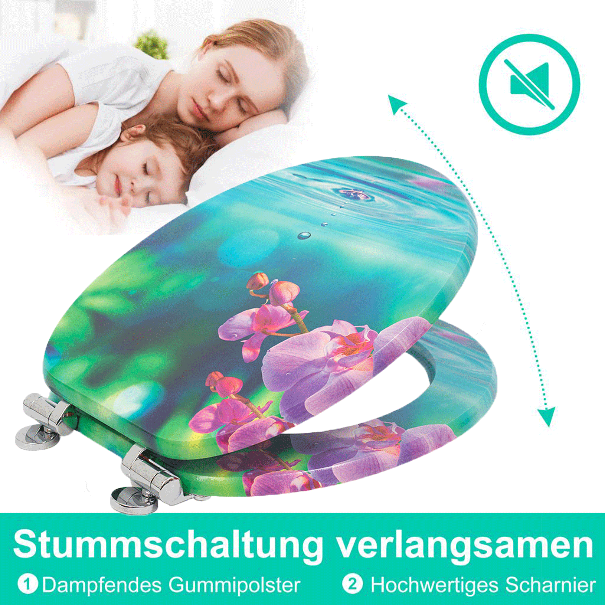 SINOBATH MDF-Holzkern, WC-Sitz Toilettensitz mit Absenkautomatik, Softclose-Scharnier£¨H148£©