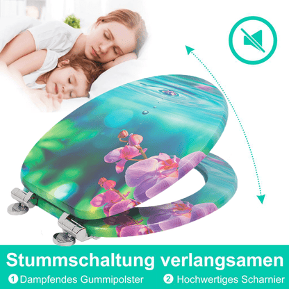 SINOBATH MDF-Holzkern, WC-Sitz Toilettensitz mit Absenkautomatik, Softclose-Scharnier£¨H148£©