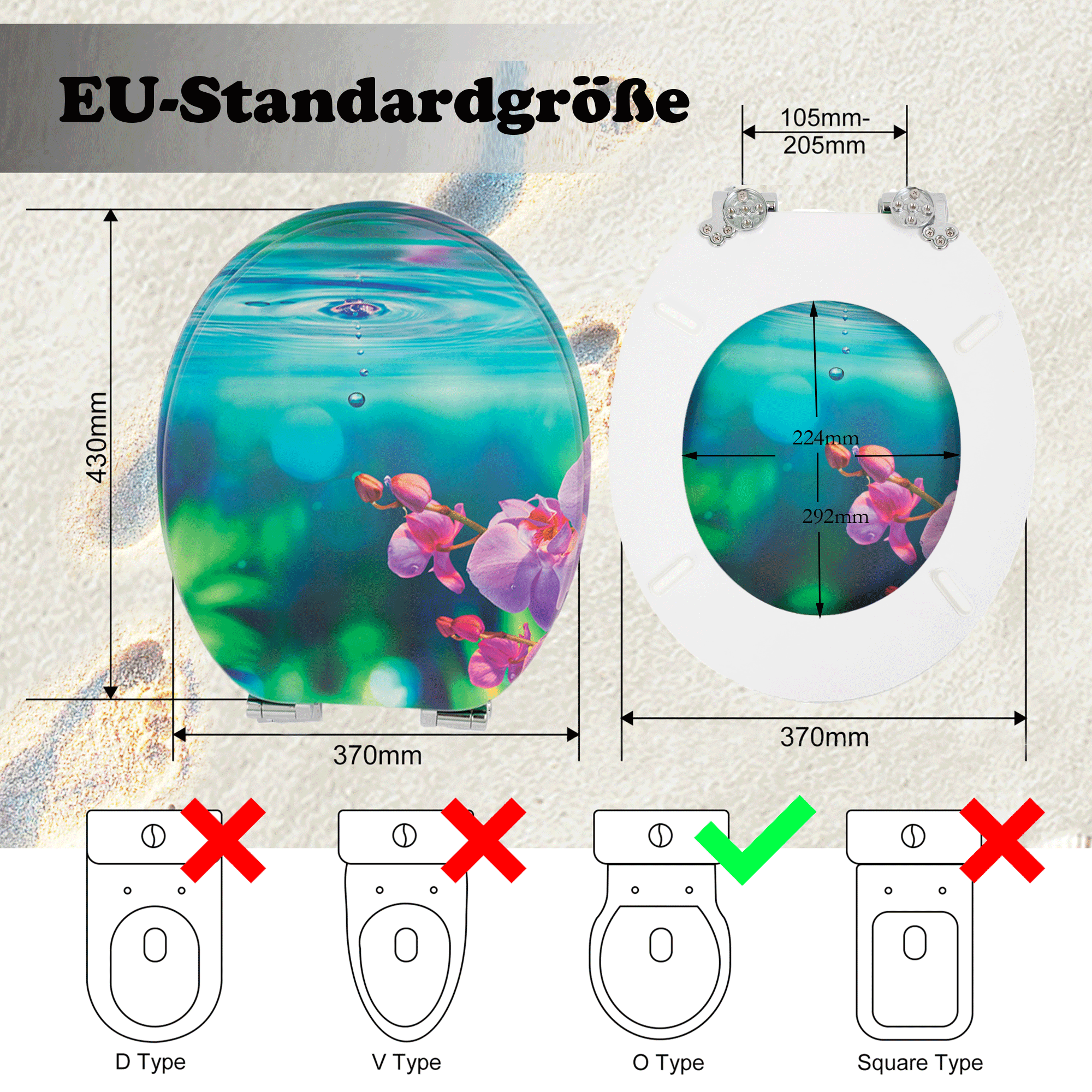 SINOBATH MDF-Holzkern, WC-Sitz Toilettensitz mit Absenkautomatik, Softclose-Scharnier£¨H148£©