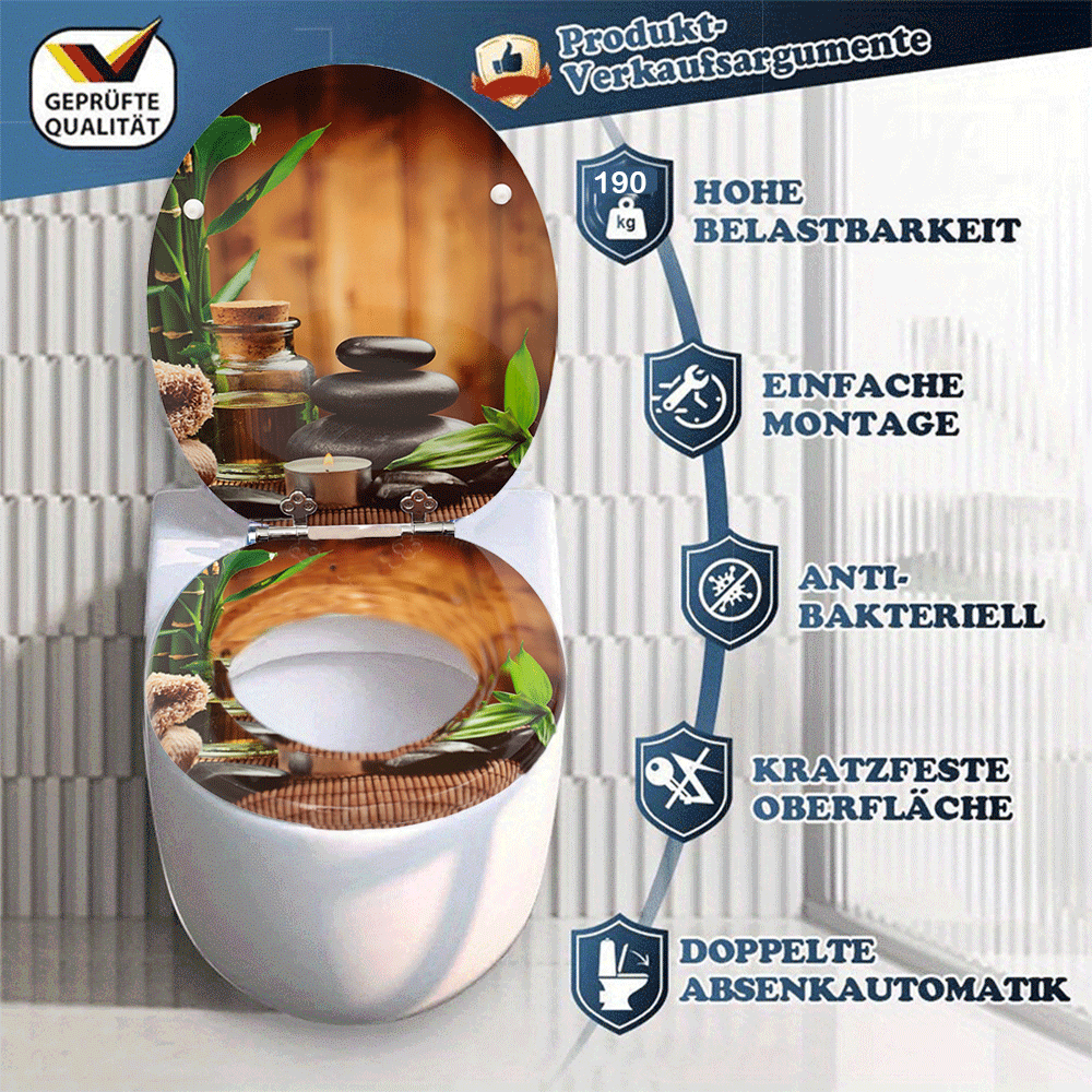 SINOBATH MDF-Holzkern, WC-Sitz Toilettensitz mit Absenkautomatik, Softclose-Scharnier(H167)