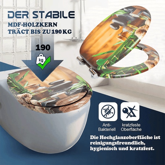 SINOBATH MDF-Holzkern, WC-Sitz Toilettensitz mit Absenkautomatik, Softclose-Scharnier(H167)