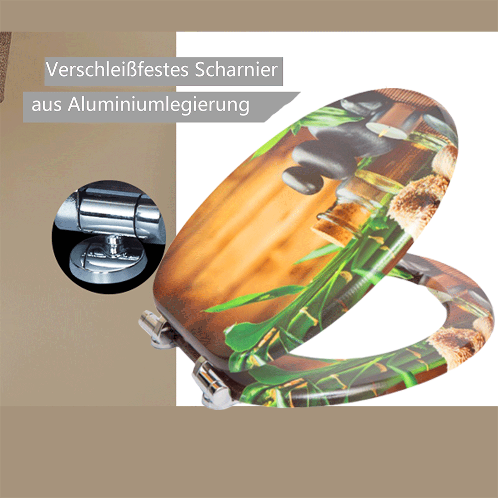 SINOBATH MDF-Holzkern, WC-Sitz Toilettensitz mit Absenkautomatik, Softclose-Scharnier(H167)