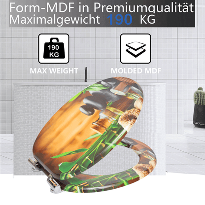 SINOBATH MDF-Holzkern, WC-Sitz Toilettensitz mit Absenkautomatik, Softclose-Scharnier(H167)