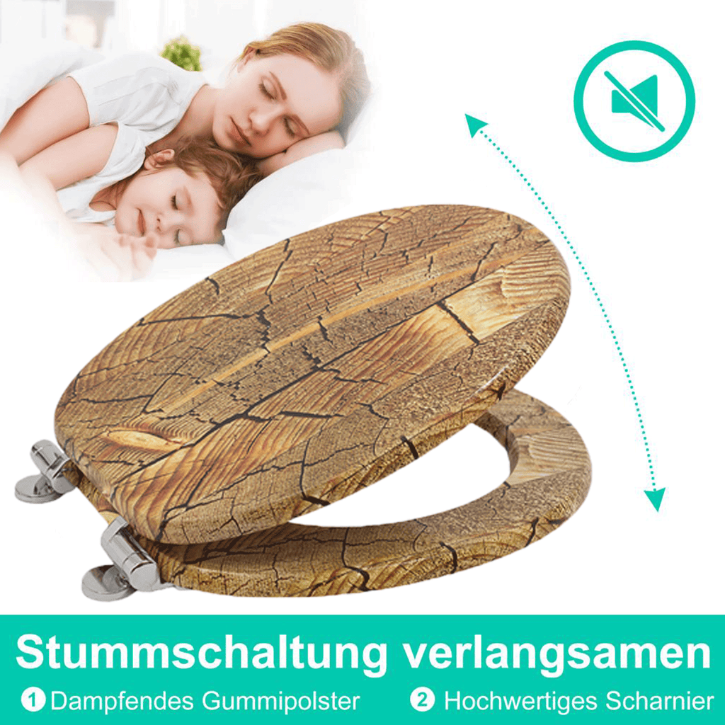 SINOBATH MDF-Holzkern, WC-Sitz Toilettensitz mit Absenkautomatik, Softclose-Scharnier(H168)