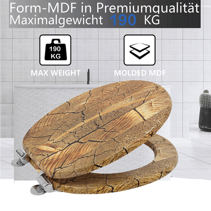 SINOBATH MDF-Holzkern, WC-Sitz Toilettensitz mit Absenkautomatik, Softclose-Scharnier(H168)