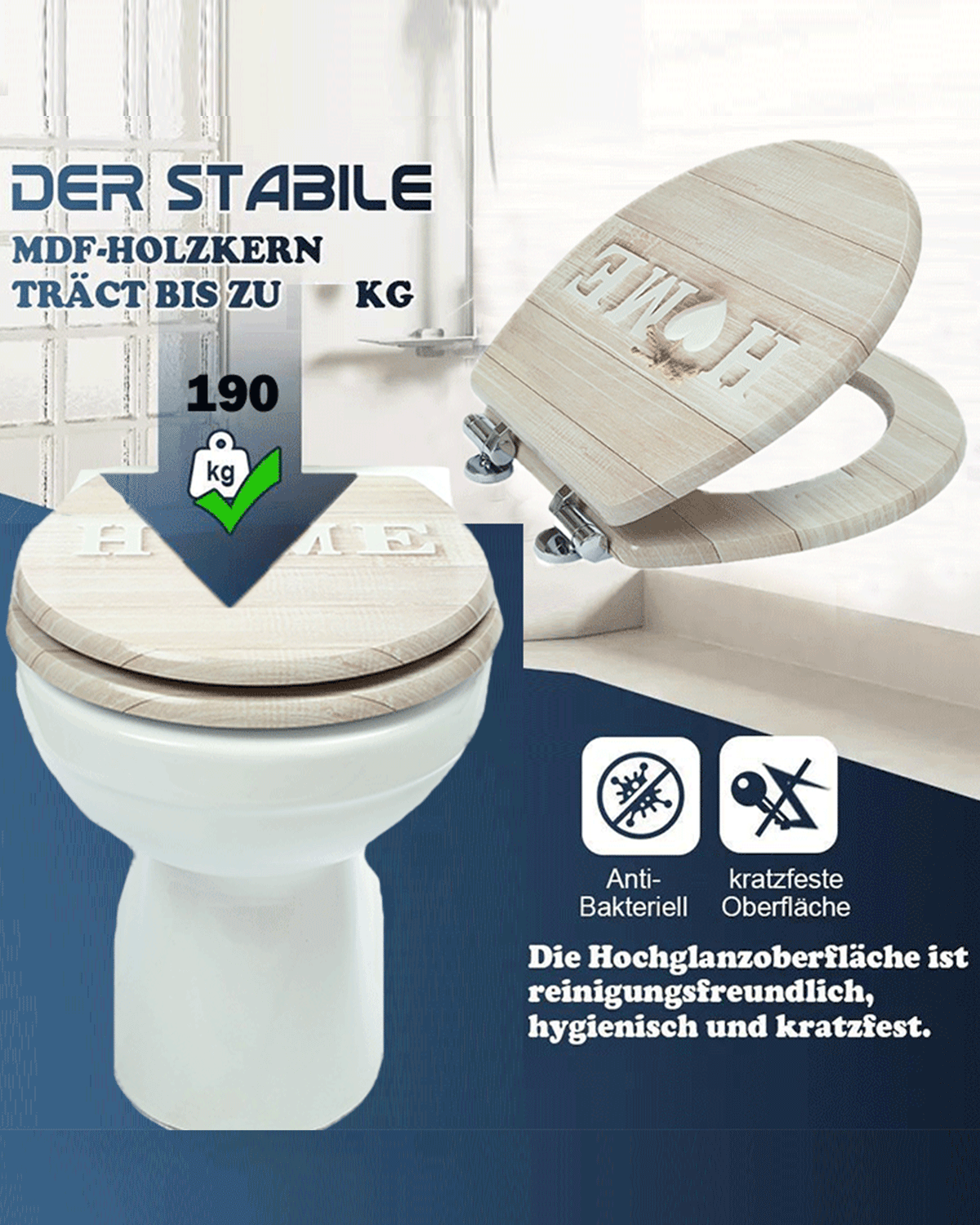 SINOBATH (H174) WC-Sitz ,MDF-Holzkern, Softclose-Scharnier(Home)