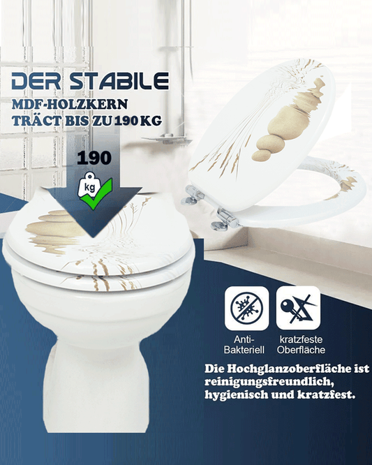 SINOBATH (H235) Toilettensitz mit Absenkautomatik, MDF-Holzkern,WC-Sitz , Softclose-Scharnier（Wasseroberfläche Kopfsteinpflaster）