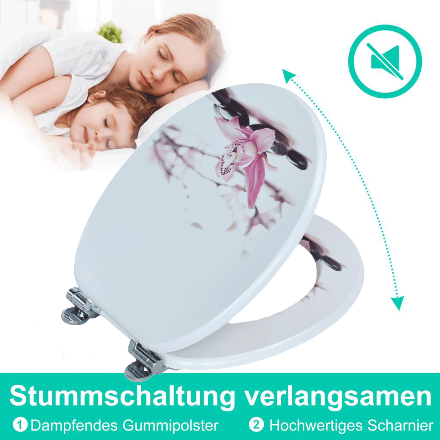 SINOBATH MDF-Holzkern, WC-Sitz Toilettensitz mit Absenkautomatik, Softclose-Scharnier£（H237）