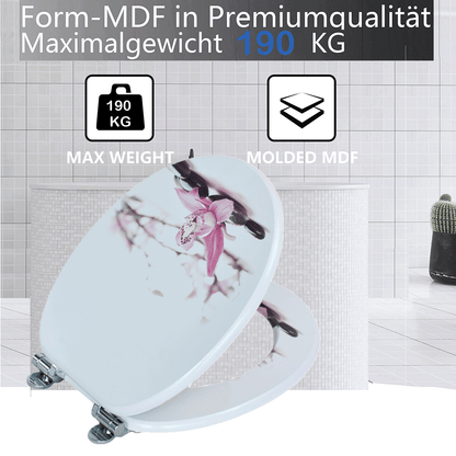 SINOBATH MDF-Holzkern, WC-Sitz Toilettensitz mit Absenkautomatik, Softclose-Scharnier£（H237）