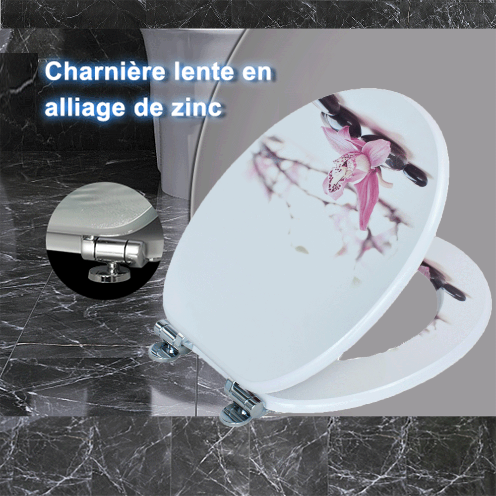 SINOBATH MDF-Holzkern, WC-Sitz Toilettensitz mit Absenkautomatik, Softclose-Scharnier£（H237）