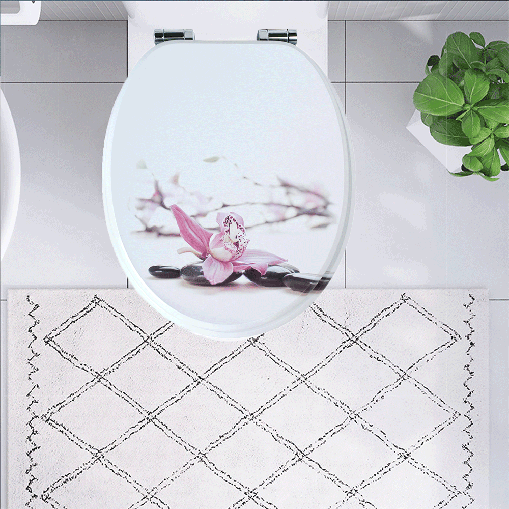 SINOBATH MDF-Holzkern, WC-Sitz Toilettensitz mit Absenkautomatik, Softclose-Scharnier£（H237）