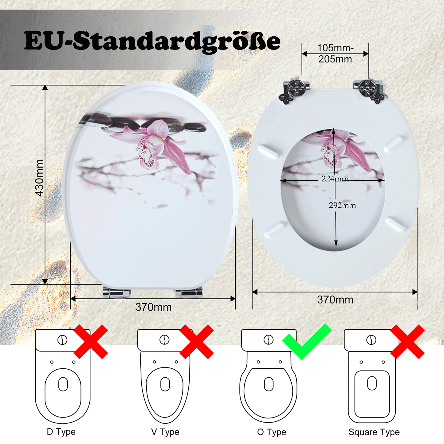 SINOBATH MDF-Holzkern, WC-Sitz Toilettensitz mit Absenkautomatik, Softclose-Scharnier£（H237）