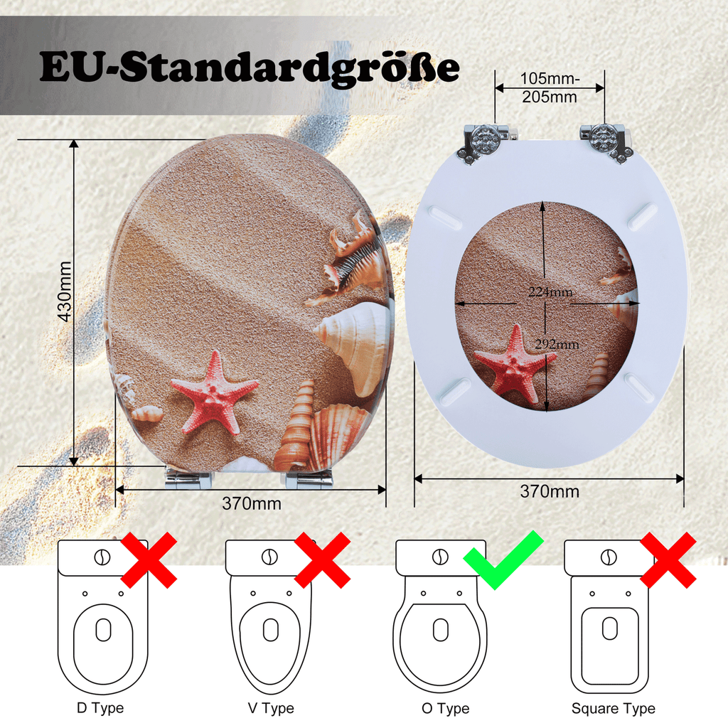 SINOBATH MDF-Holzkern, WC-Sitz Toilettensitz mit Absenkautomatik, Softclose-Scharnier(H308)