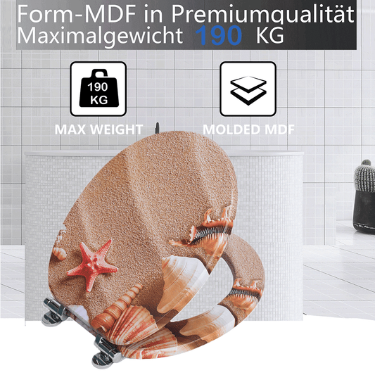 SINOBATH MDF-Holzkern, WC-Sitz Toilettensitz mit Absenkautomatik, Softclose-Scharnier(H308)