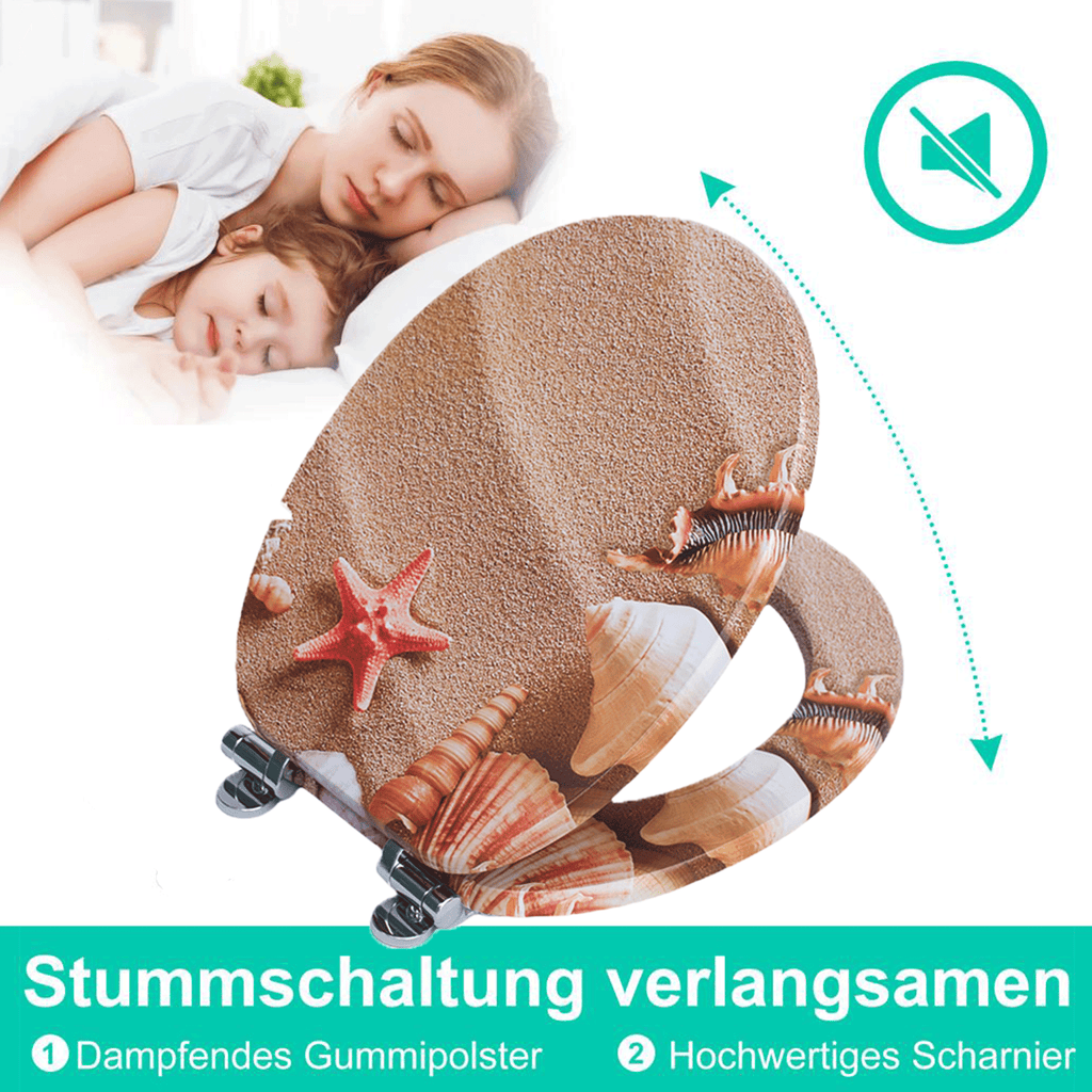 SINOBATH MDF-Holzkern, WC-Sitz Toilettensitz mit Absenkautomatik, Softclose-Scharnier(H308)