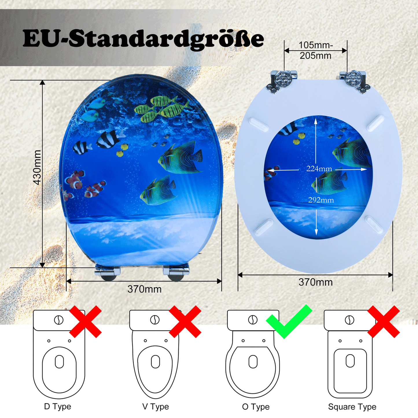SINOBATH MDF-Holzkern, WC-Sitz Toilettensitz mit Absenkautomatik, Softclose-Scharnier£（H309）