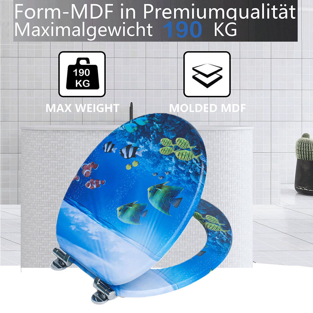 SINOBATH MDF-Holzkern, WC-Sitz Toilettensitz mit Absenkautomatik, Softclose-Scharnier£（H309）