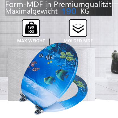 SINOBATH MDF-Holzkern, WC-Sitz Toilettensitz mit Absenkautomatik, Softclose-Scharnier£（H309）