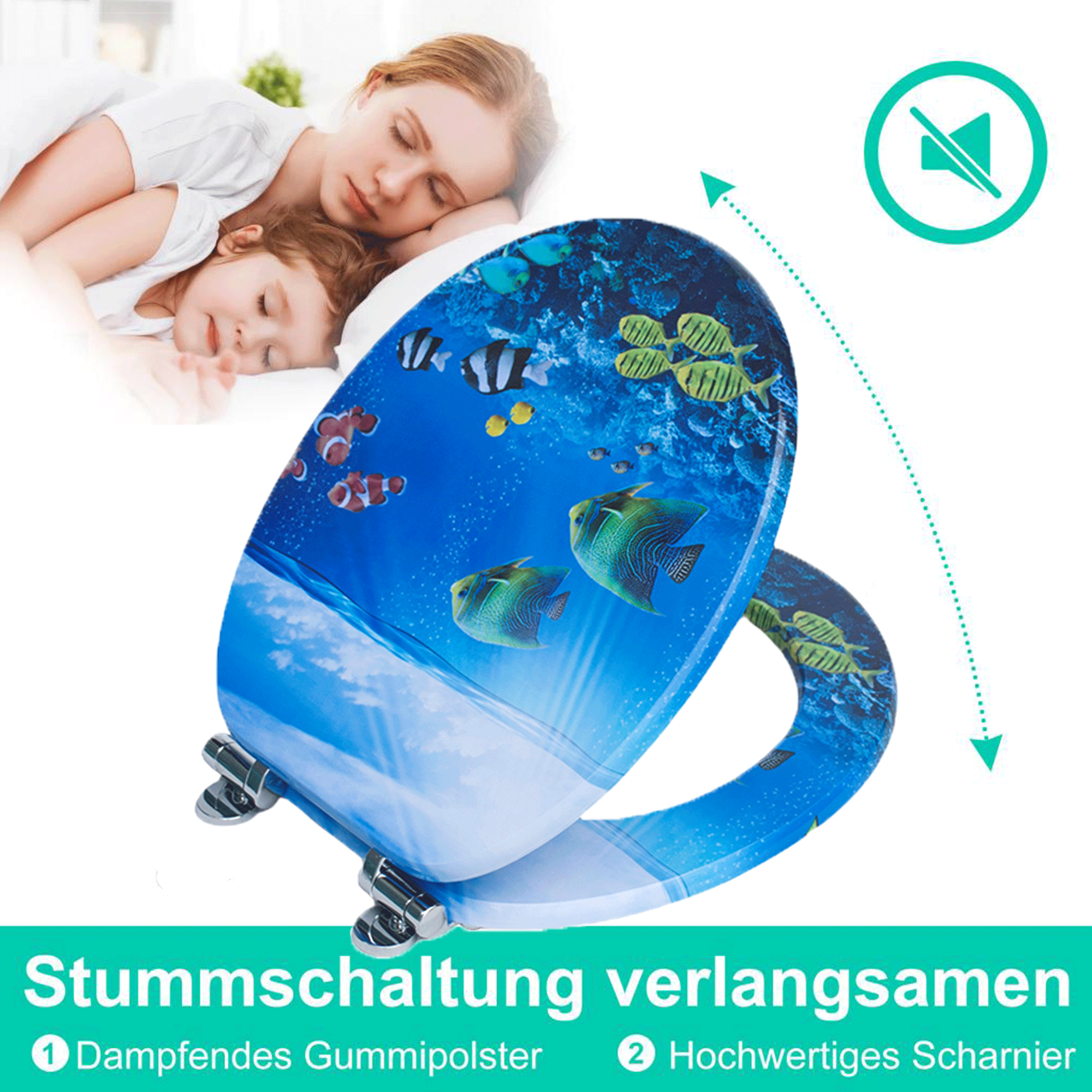 SINOBATH MDF-Holzkern, WC-Sitz Toilettensitz mit Absenkautomatik, Softclose-Scharnier£（H309）