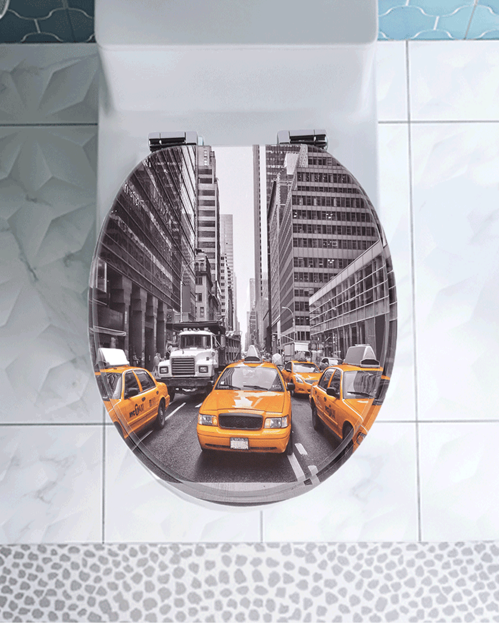 SINOBATH (H346) mit Absenkautomatik, Softclose-Scharnier,MDF-Holzkern, WC-Sitz Toilettensitz （Straße）