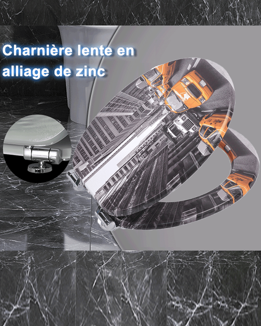 SINOBATH (H346) mit Absenkautomatik, Softclose-Scharnier,MDF-Holzkern, WC-Sitz Toilettensitz （Straße）