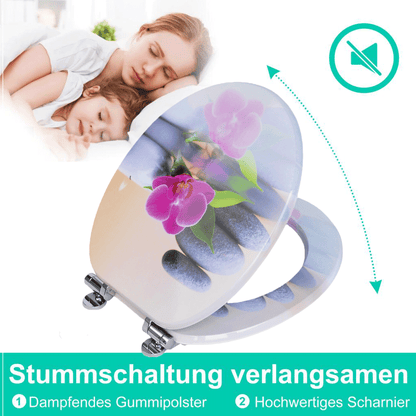 SINOBATH MDF-Holzkern, WC-Sitz Toilettensitz mit Absenkautomatik, Softclose-Scharnier（H351）