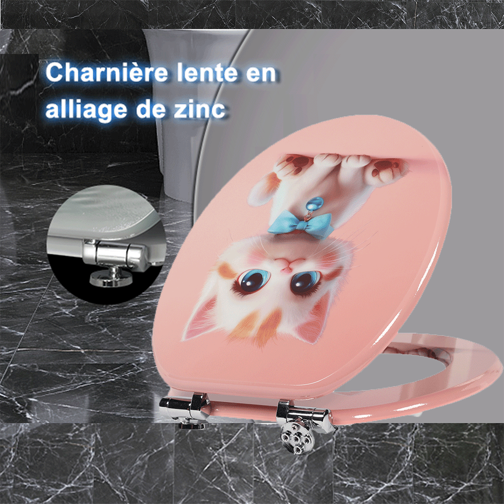 SINOBATH MDF-Holzkern, WC-Sitz Toilettensitz mit Absenkautomatik, Softclose-Scharnier（H365）