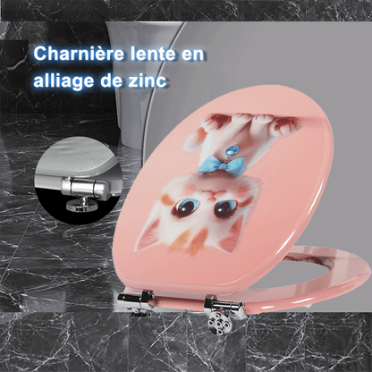 SINOBATH MDF-Holzkern, WC-Sitz Toilettensitz mit Absenkautomatik, Softclose-Scharnier（H365）