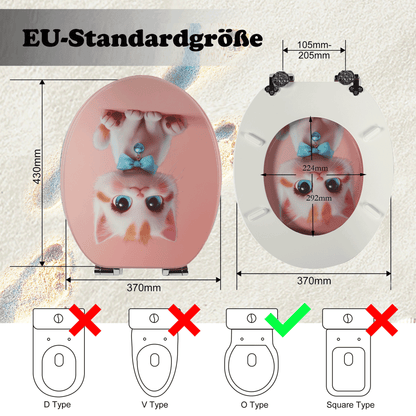 SINOBATH MDF-Holzkern, WC-Sitz Toilettensitz mit Absenkautomatik, Softclose-Scharnier（H365）