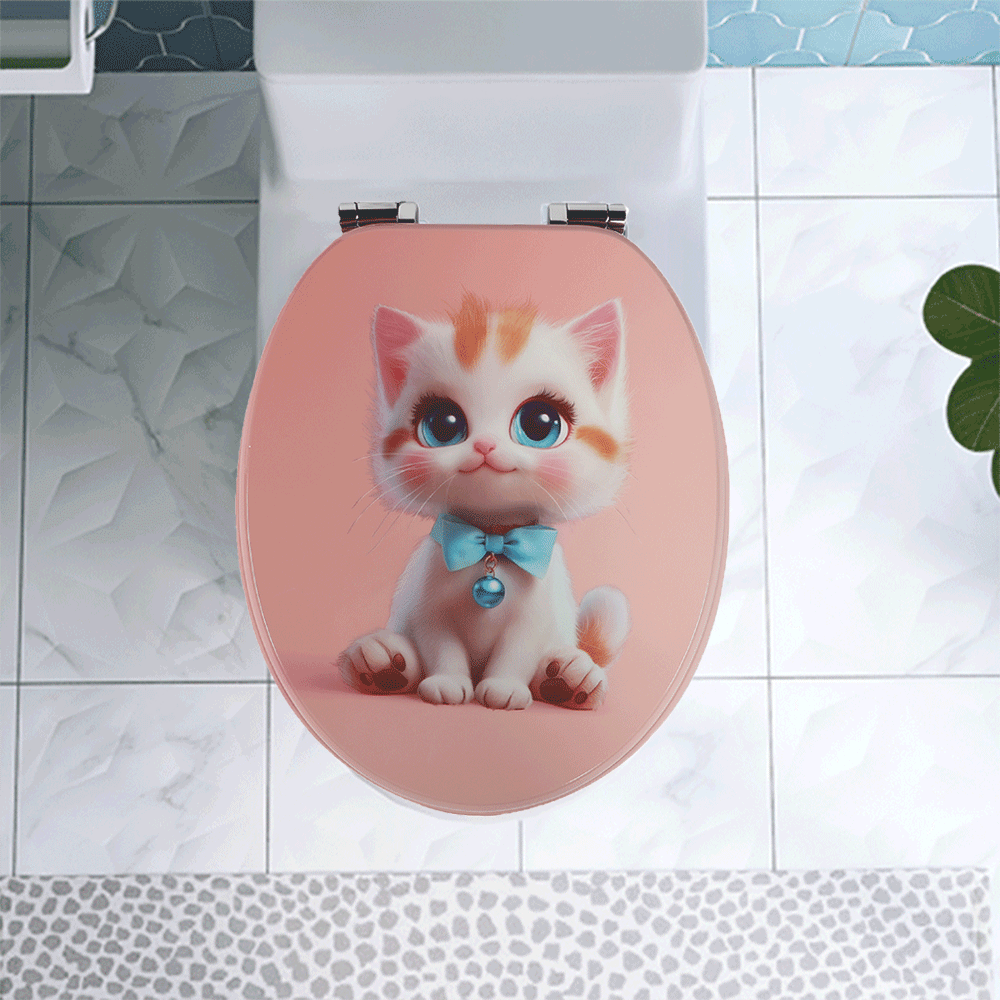 SINOBATH MDF-Holzkern, WC-Sitz Toilettensitz mit Absenkautomatik, Softclose-Scharnier（H365）