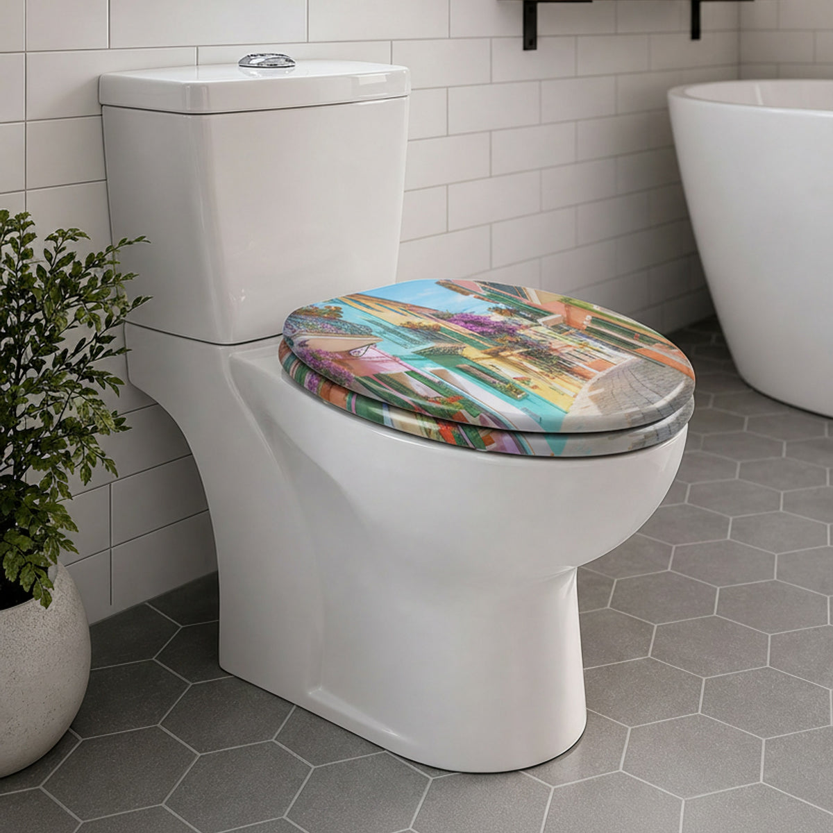 SINOBATH MDF WC-Sitz Gedruckte Muster Softclose Toilettensitz — H385