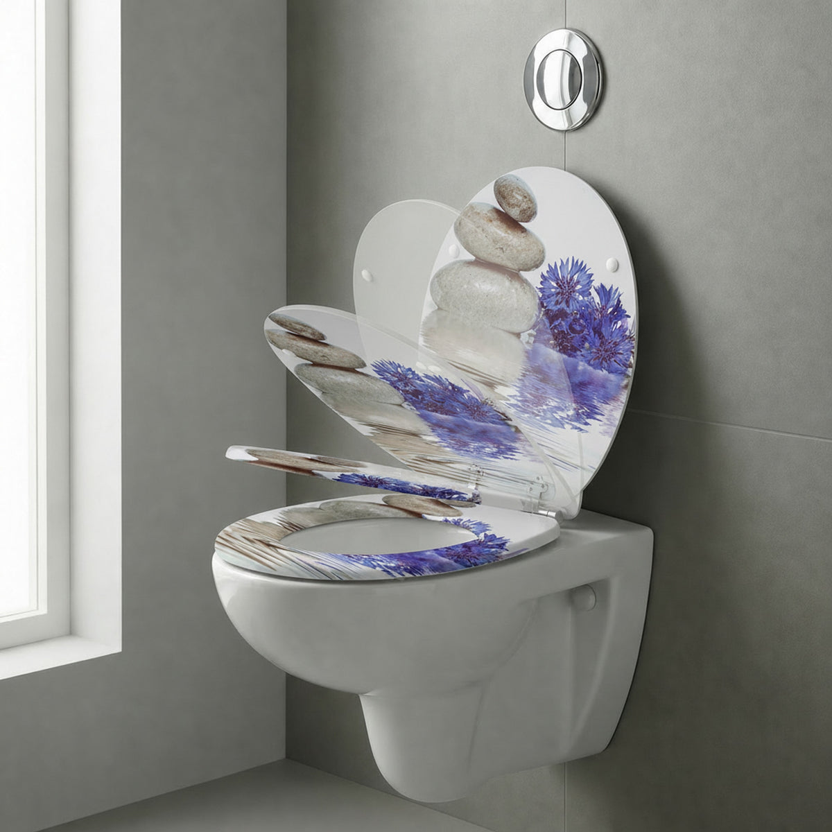 SINOBATH MDF WC-Sitz Gedruckte Muster Softclose Toilettensitz — H388