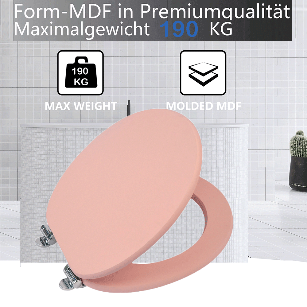 SINOBATH MDF-Holzkern, WC-Sitz Toilettensitz mit Absenkautomatik, Softclose-Scharnier（S016)