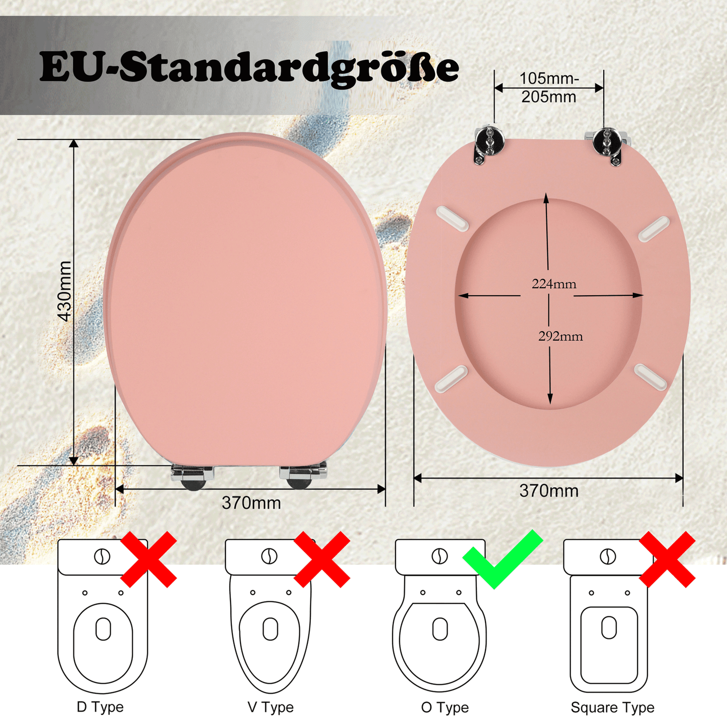 SINOBATH MDF-Holzkern, WC-Sitz Toilettensitz mit Absenkautomatik, Softclose-Scharnier（S016)