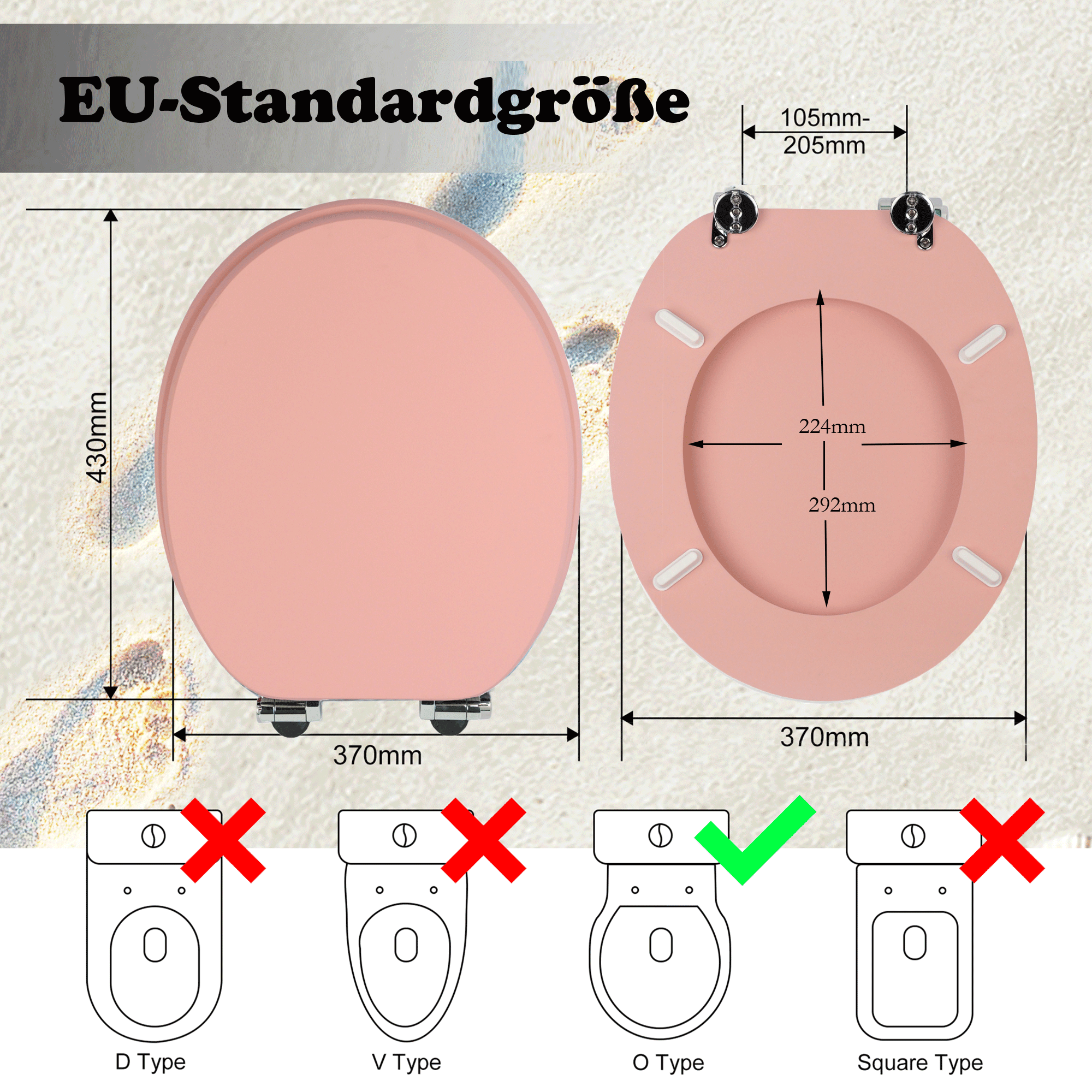SINOBATH MDF-Holzkern, WC-Sitz Toilettensitz mit Absenkautomatik, Softclose-Scharnier（S016)