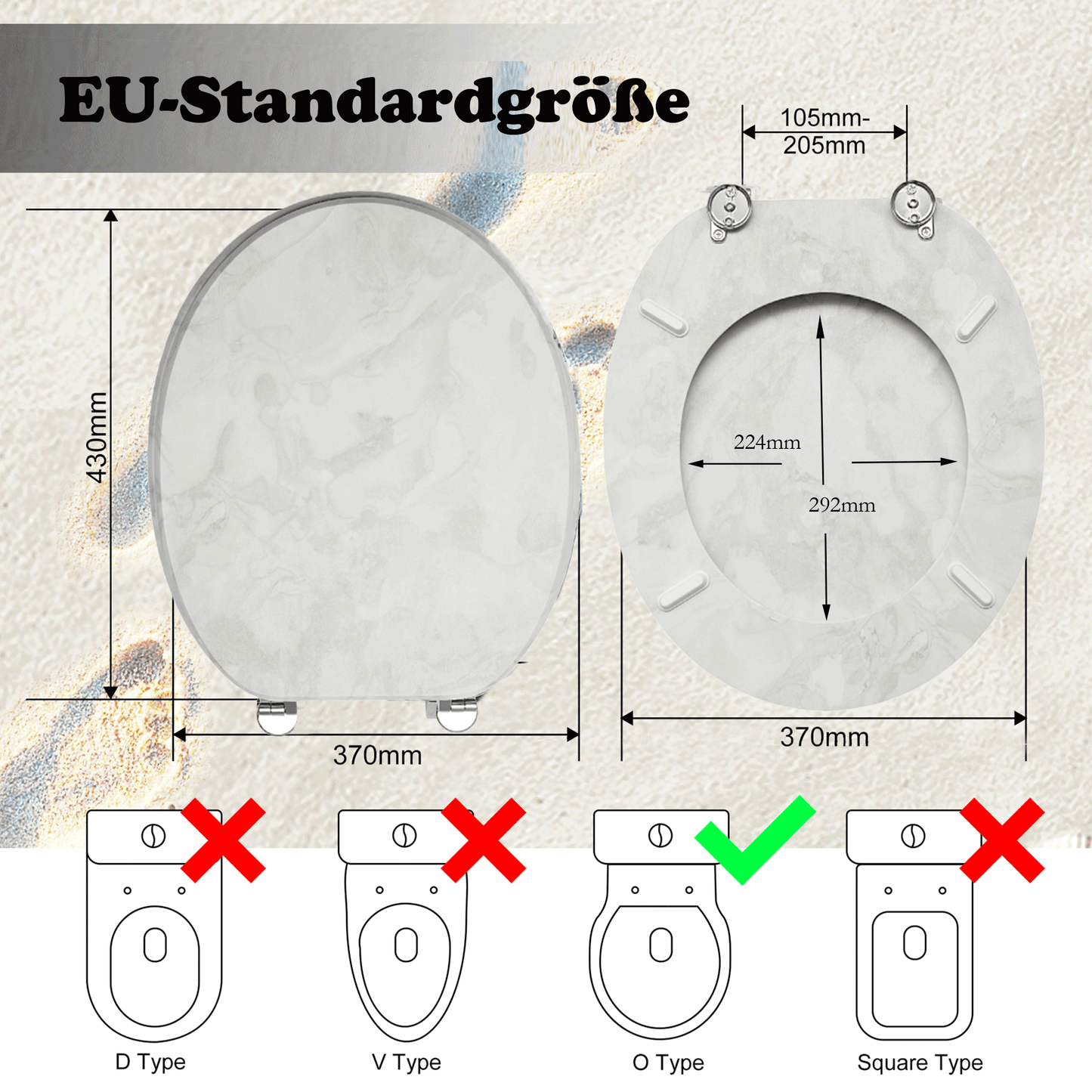 SINOBATH MDF-Holzkern, WC-Sitz Toilettensitz mit Absenkautomatik, Softclose-Scharnier（S28）