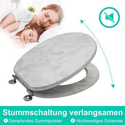 SINOBATH MDF-Holzkern, WC-Sitz Toilettensitz mit Absenkautomatik, Softclose-Scharnier（S28）